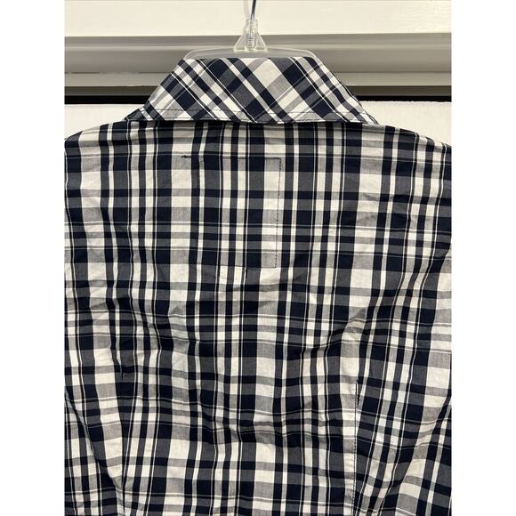 Guess Jeans BLUE/WHITE Checkered Pearl Snap Long Sleeve Shirt Women’s Sz L - Picture 8 of 11